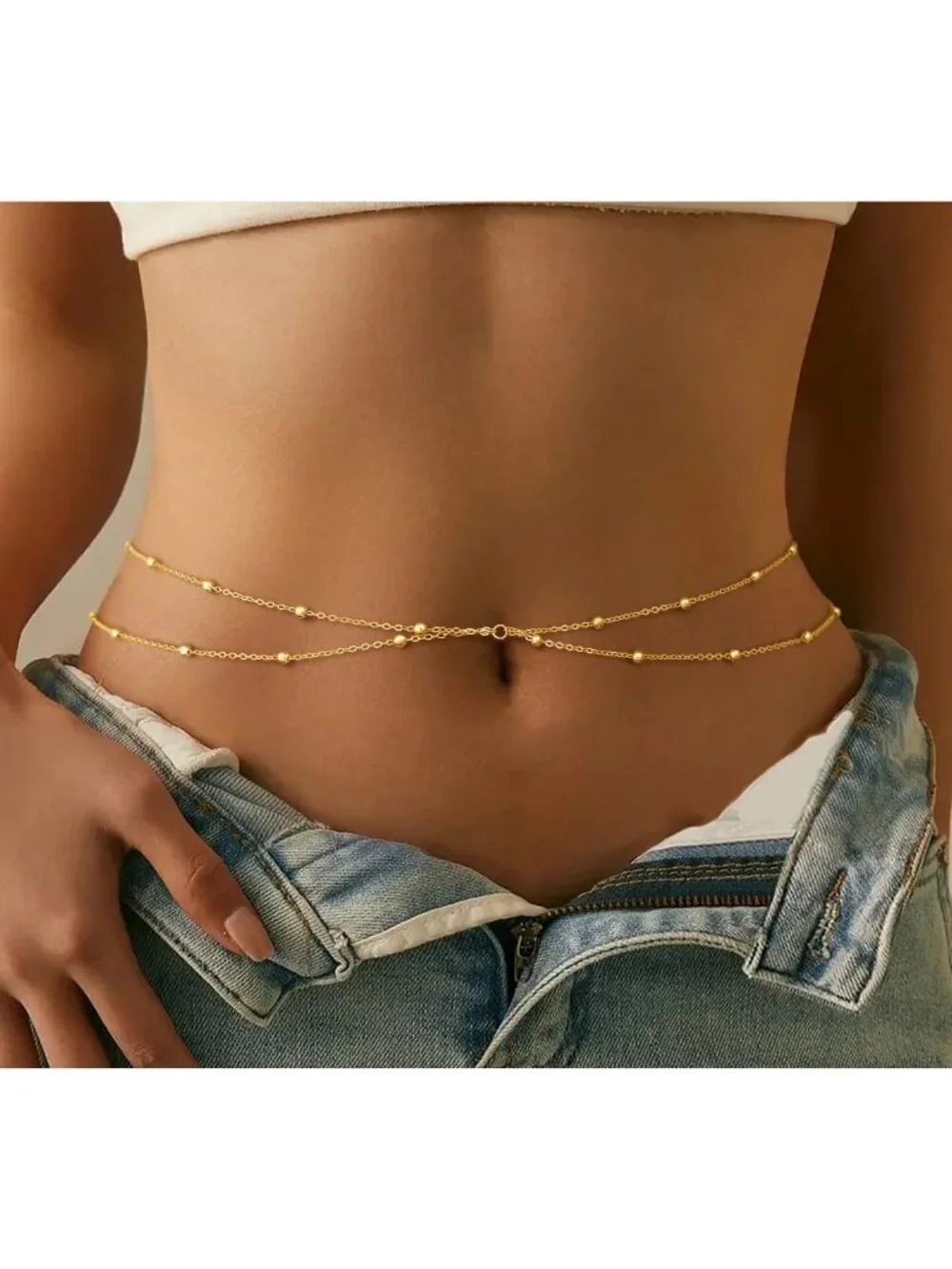 Dainty 14k Gold Plated Waist Beads & Body Chain - Summer Beach Jewelry